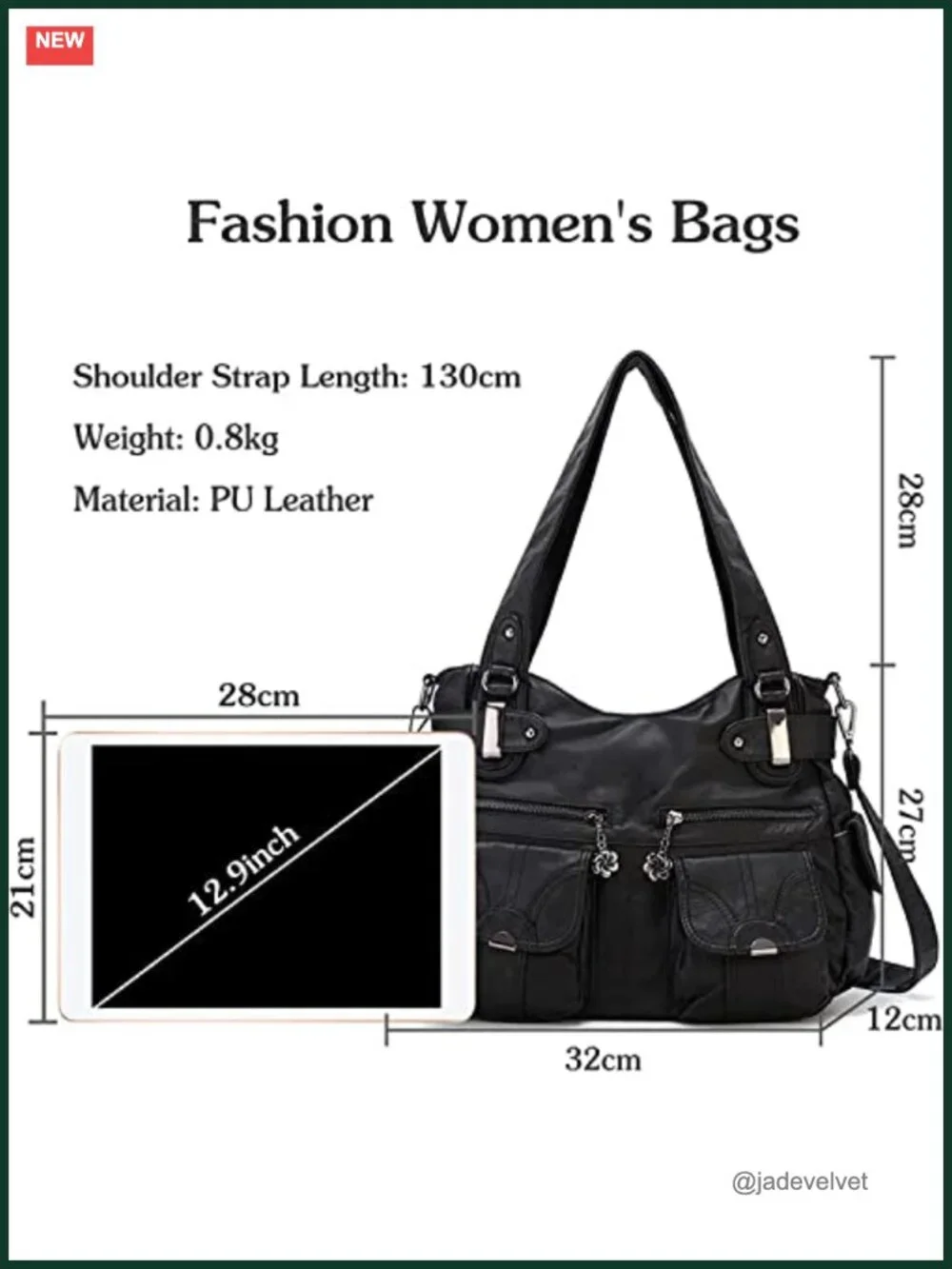 Vegan Leather Hobo Bag Crossbody Shoulder Purse Satchel Large
